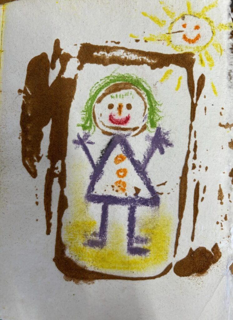 Mädchen im Sonnenschein 24,5 x 18 Pigment, Sand, Acrylbinder