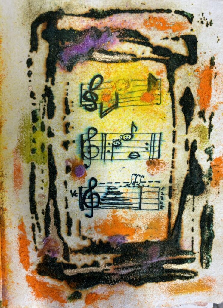 Musikvariationen 24,5 x 18 Pigment, Sand, Acrylbinder
