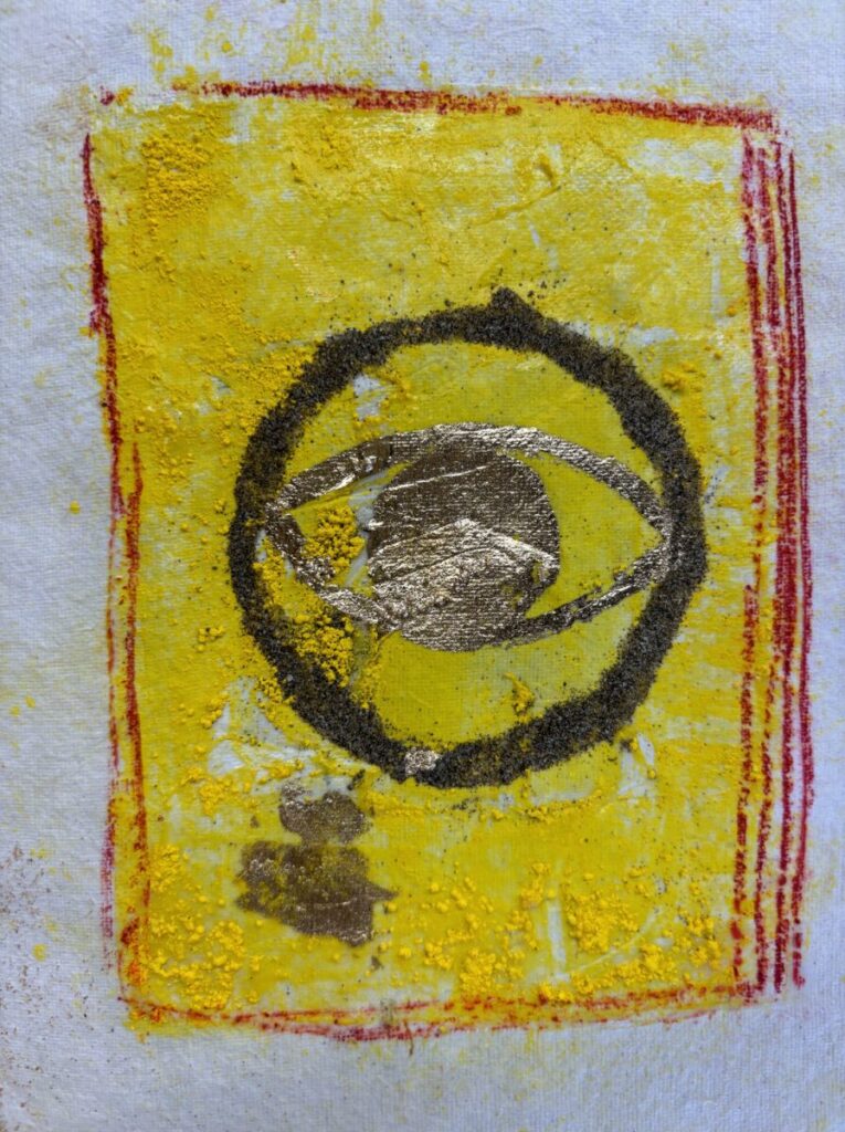Buchgeheimnis des Auges 24,5 x 18 Pigment, Sand, Acrylbinder